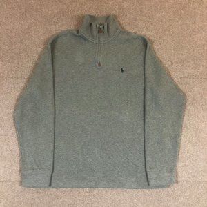 Polo by Ralph Lauren 1/4 Zip Mock Neck Pullover Sweater Grey Adult XL